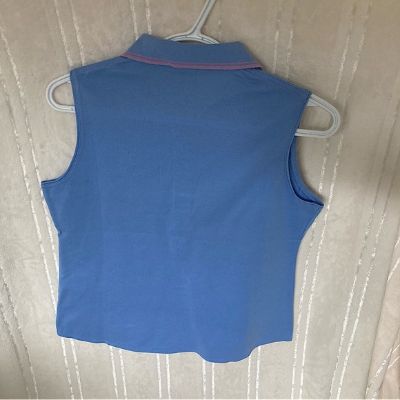 Magnolia Lane Collared Blue Golf Tank Top with Pink Accents - Picture 2 of 5